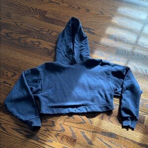 ALO Muse Navy Blue Cropped Hoodie